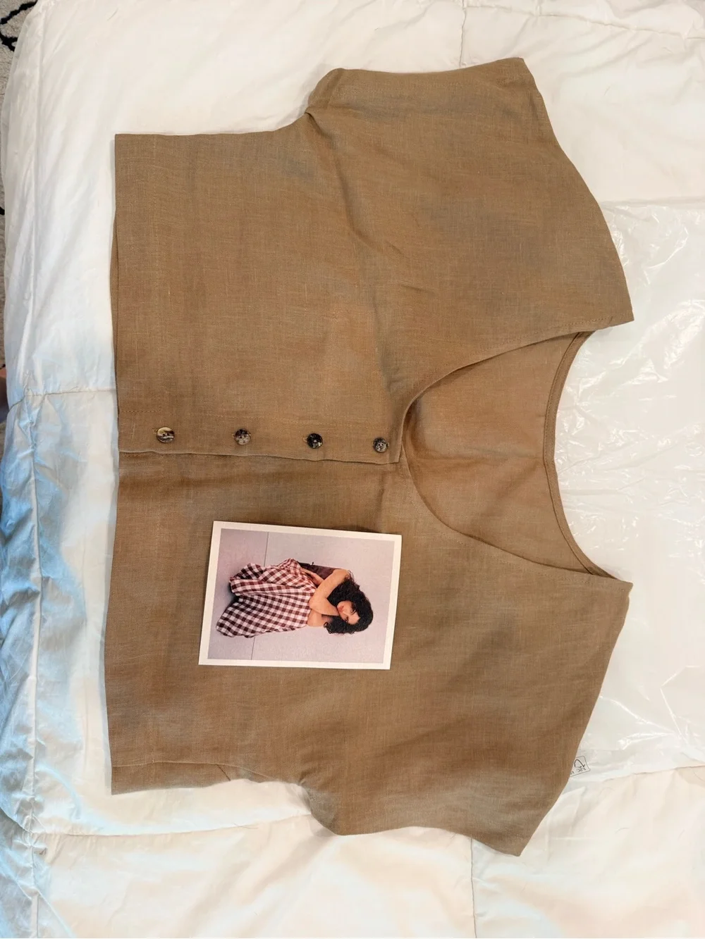 Handmade Linen Crop Top — Earthy Taupe - Picture 6 of 7